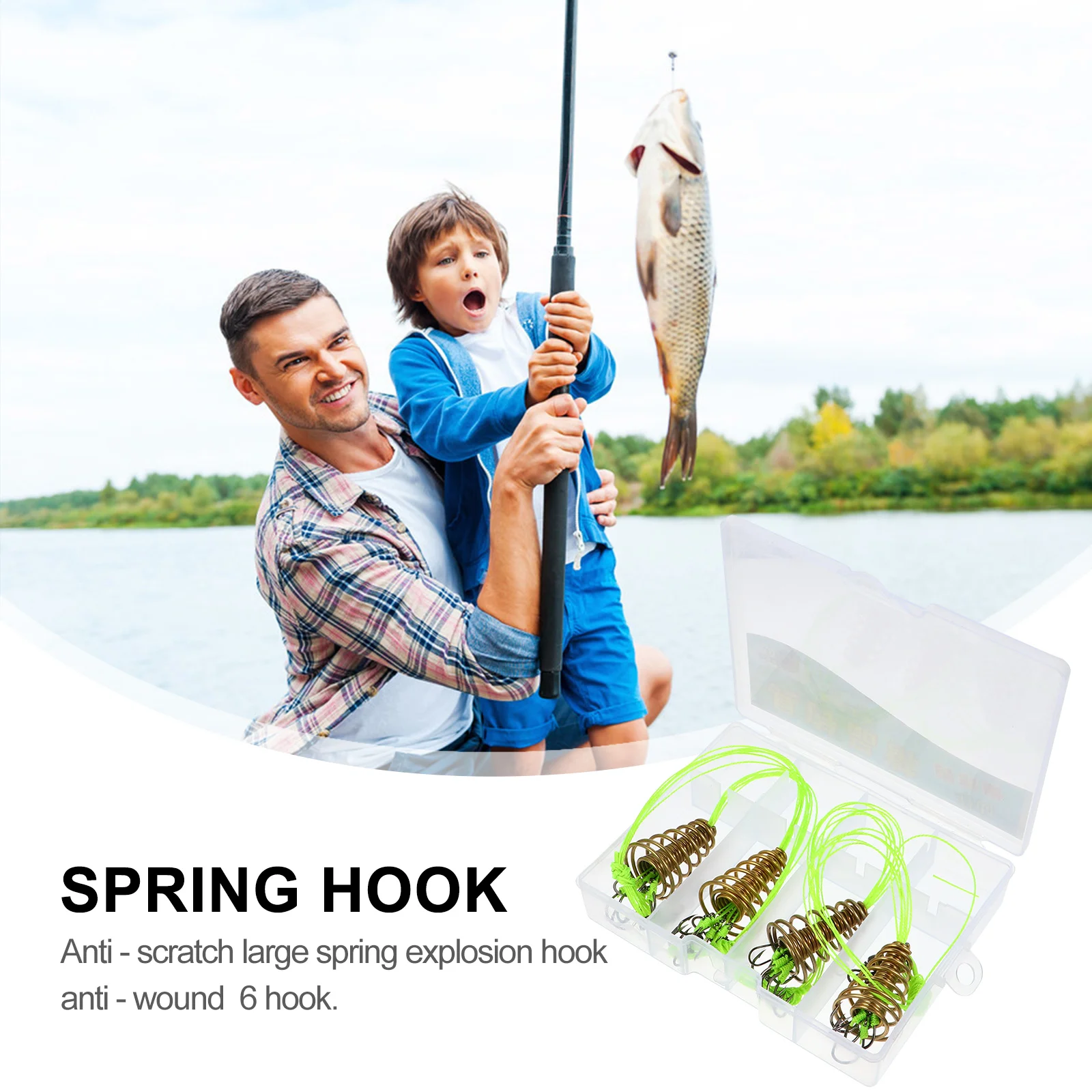 4 Pcs Spring Exlosive Hook Fish Hooks Fishing Barb Tie up Supply Lure Fishhooks Professional