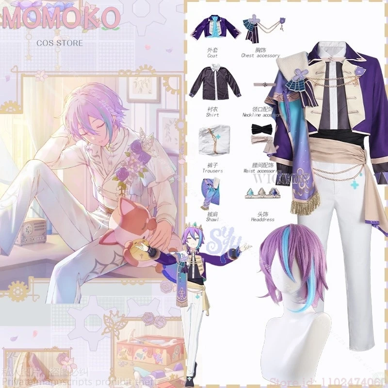 

Game Project Sekai Cosplay Kamishiro Rui Blouse Pants Costume Wonderlands×Showtime World Link Dark Purple Fancy Stage Uniform