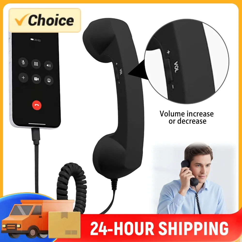 Telephone Wired Handsets Ergonomics Landline Handle Receiver Creative Telephone Head Set for Cell Mobile Video Conferences