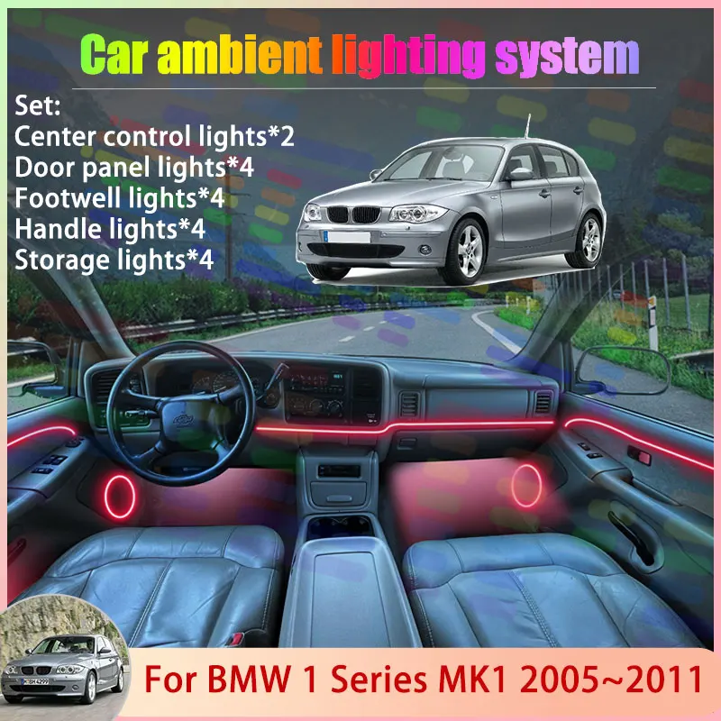 

For BMW 1 Series MK1 2005~2011 E81 E82 E87 E88 2/18 in 1 Car Atmosphere Light Lamp RGB Shade Ensemble Streamer Atmosphere Set