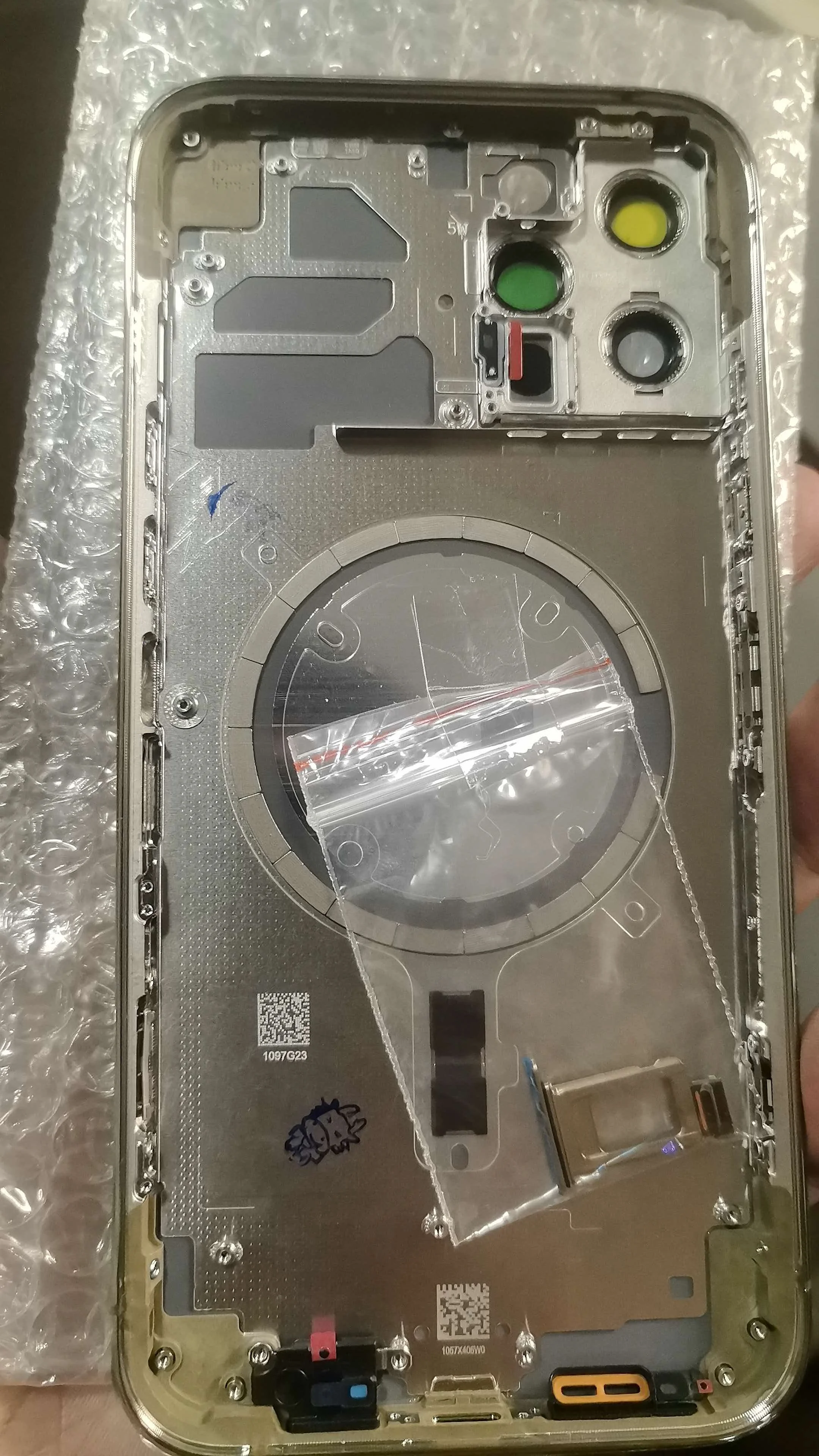 Image of Großhandel für iPhone 12 Pro Max Gehäuserahmen mit Rückglas, mit Tasten und SIM-Fach, mit Gitter und Magnet mit CE-Zertifizierung