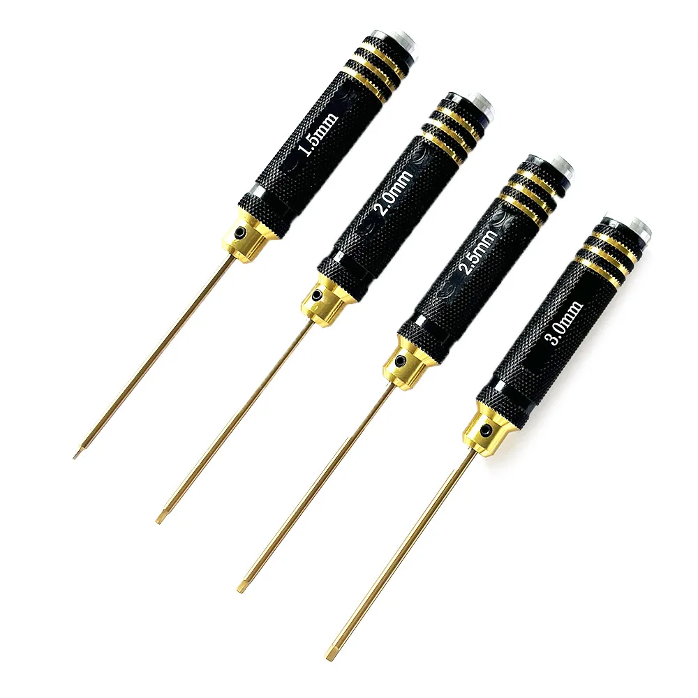 RC Tools 4 pcs hex screw driver set titanium plating hardened 1.5 2.0 2.5 3.0mm screwdriver For Rc helicopter Rc toys (1 set)