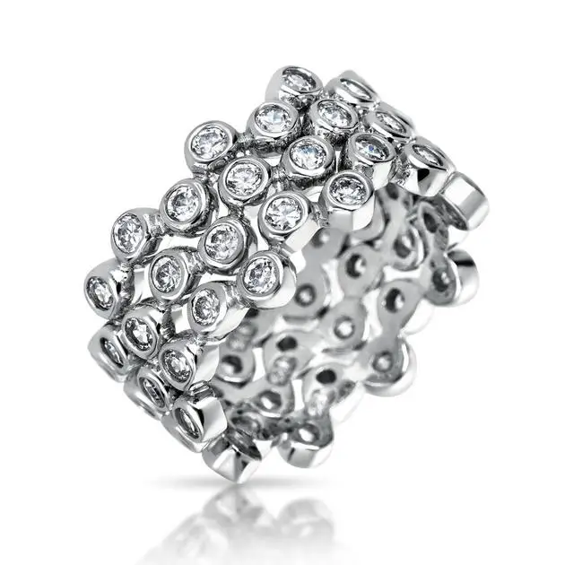

Stylish Stackable Bezel Bubble Band Infinity Ring for Birthday Gift Party
