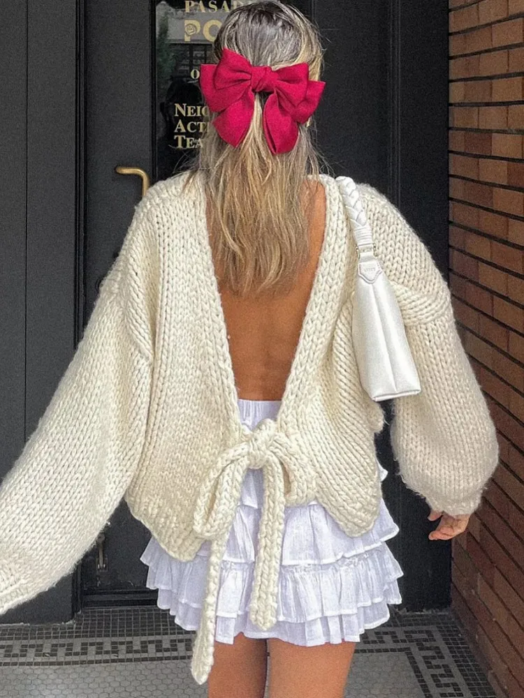 Frauen Strickjacke Pullover Mantel 2025, Herbst Winter Langarm Solide Spitze Up Down Top Strickwaren Weibliche Oberbekleidung Jacke