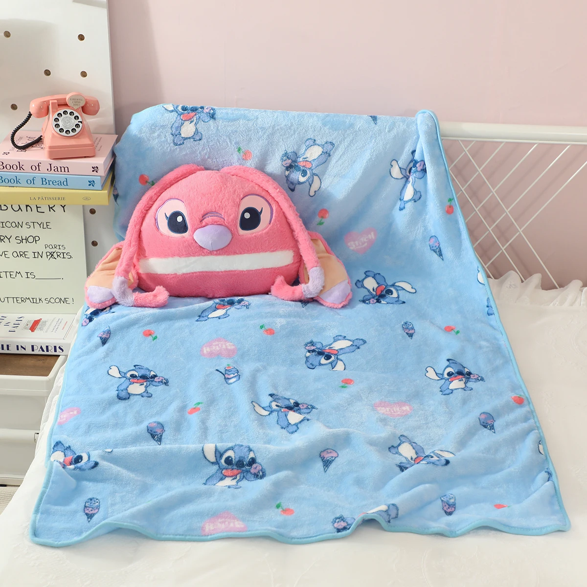 Stitch Comfortabele Pluche Deken Mooie Warme Flanellen Deken Kussensloop Cartoon Engel Sprei Slaapbank Geschenken Meisje 150x100cm