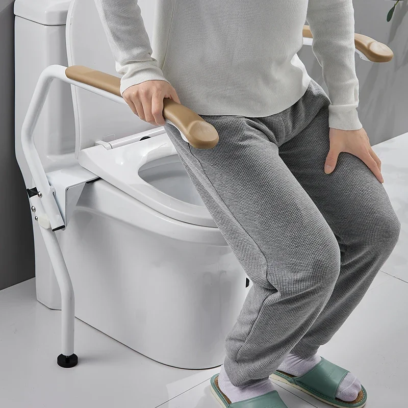 

Non-Punching Elderly Safety Toilet Assist Frame Up Folding Armrest Securely Prevents Rollover Easy To Use