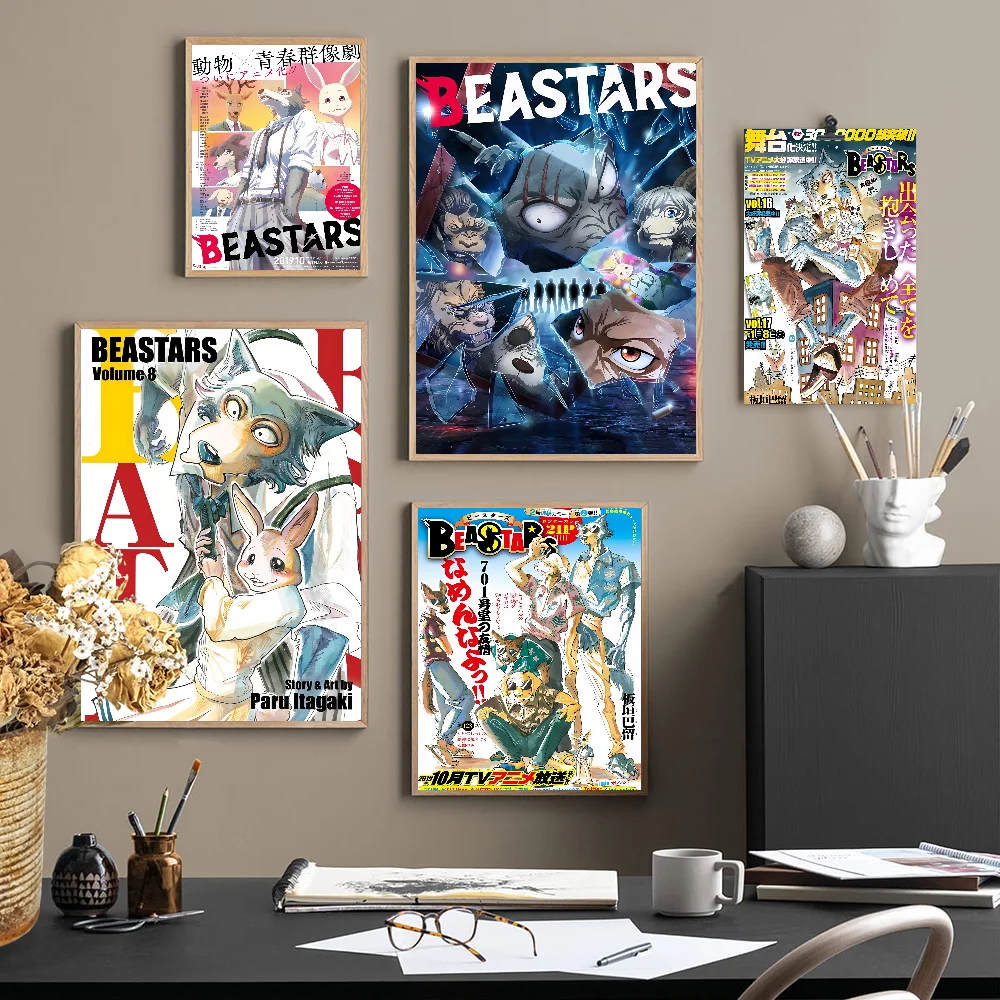 BEASTARS Legosi Anime DIY Sticky Poster Waterproof Paper Sticker Coffee House Bar Stickers Wall Painting