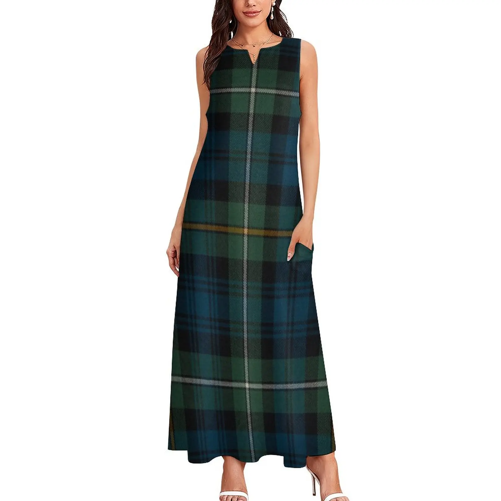 Campbell of Argyll Scottish Tartan Long Dress Woman clothing Women's clothing Female dress Female clothing