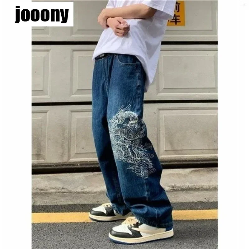 

Мужские мешковатые джинсы y2k Street, мужские повседневные джинсы в стиле хип-хоп, новинка 2023, готический дизайн с вышивкой, джинсы с высокой талией, персонализированные