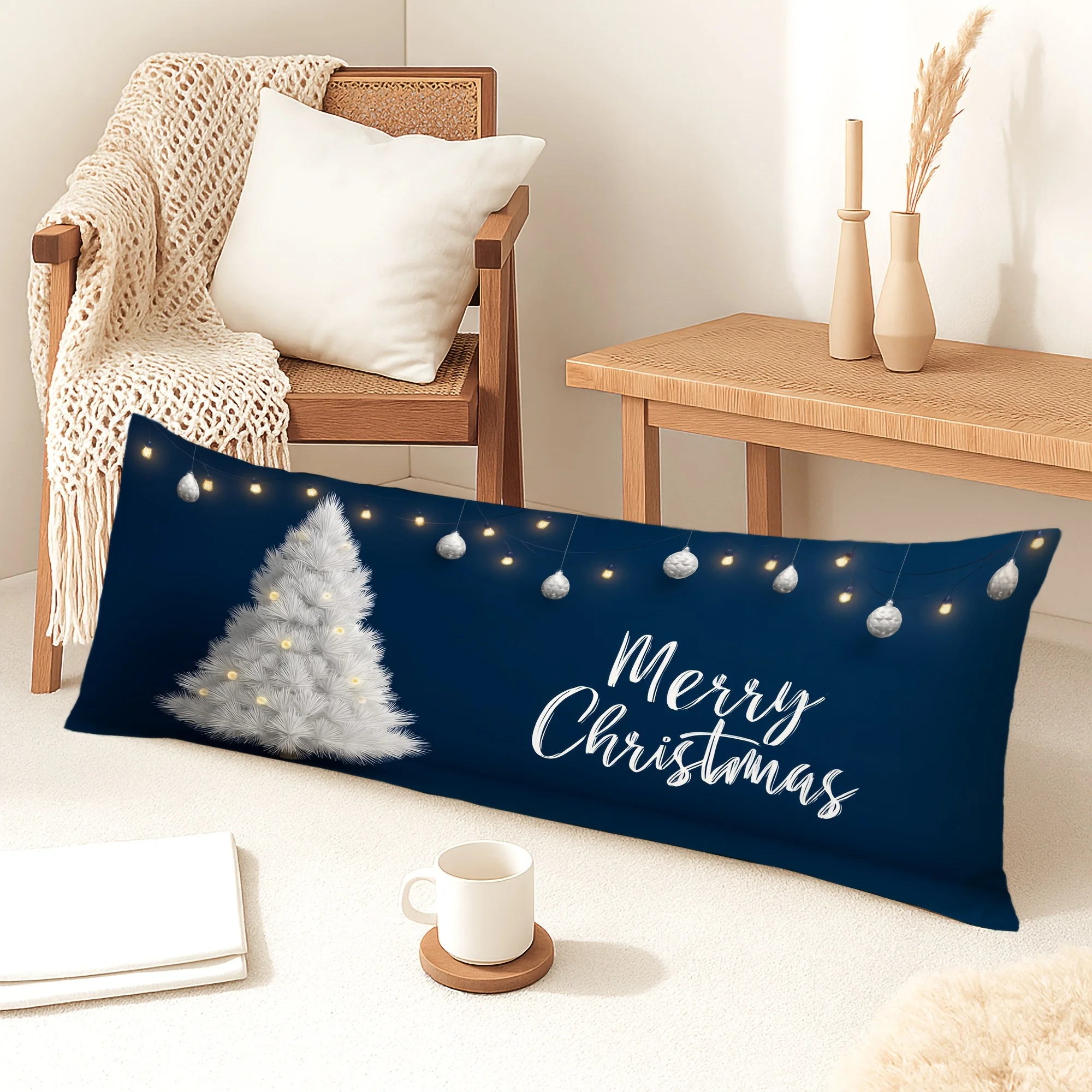 1pc Modern Body Pillow Cover Compatible for Bed, Sofa & Chair - Large 20x54 Inch Neutral Bedspread, Machine-Washable Cover Only