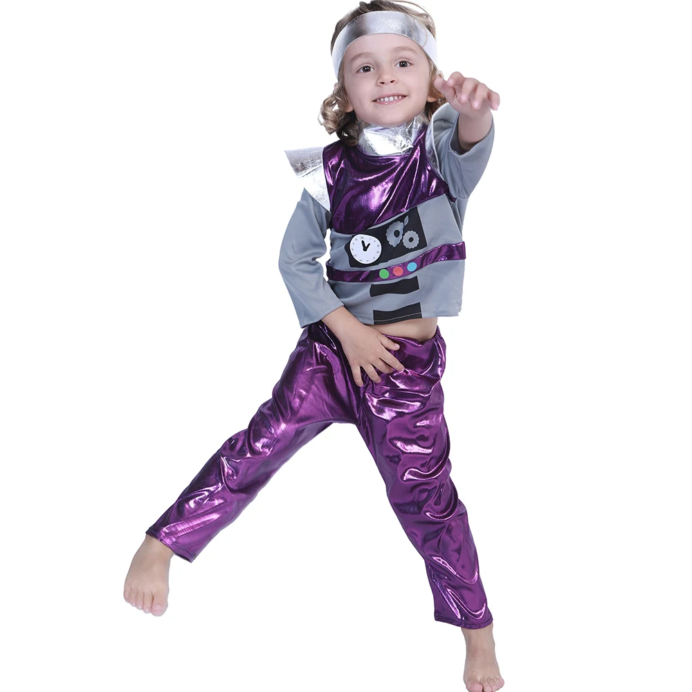 Children Funny Astronaut Robot Cosplay Costume Boys Girls Halloween Alien Outfits Carnival Easter Purim Fancy Dress