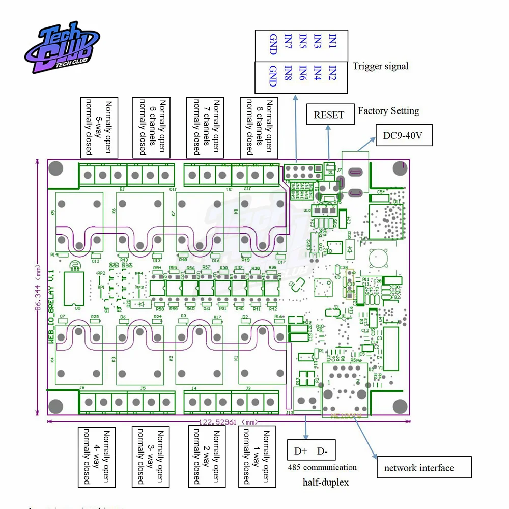 NC-1000 scheda di controllo remoto WEB Ethernet RJ45 TCP/IP con relè a 8 canali alimentatore Controller di rete 250VAC 485 integrato