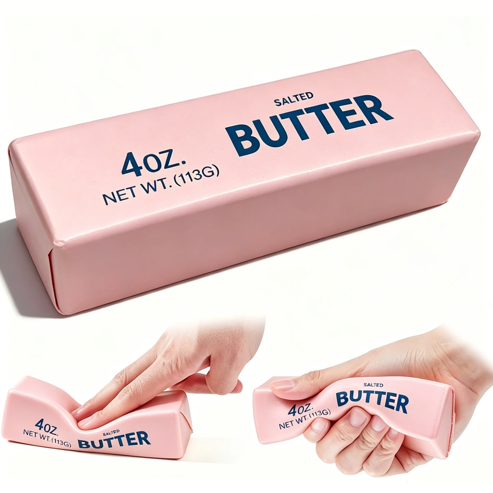 Neuer Weicher Langsam Zurückfedernder Butter-Stick Realistisches Silikon-Quetsch-Stressabbau-Gadget Schreibtisch-Büro-Accessoire Lustiges Anti-Angst-Geschenk