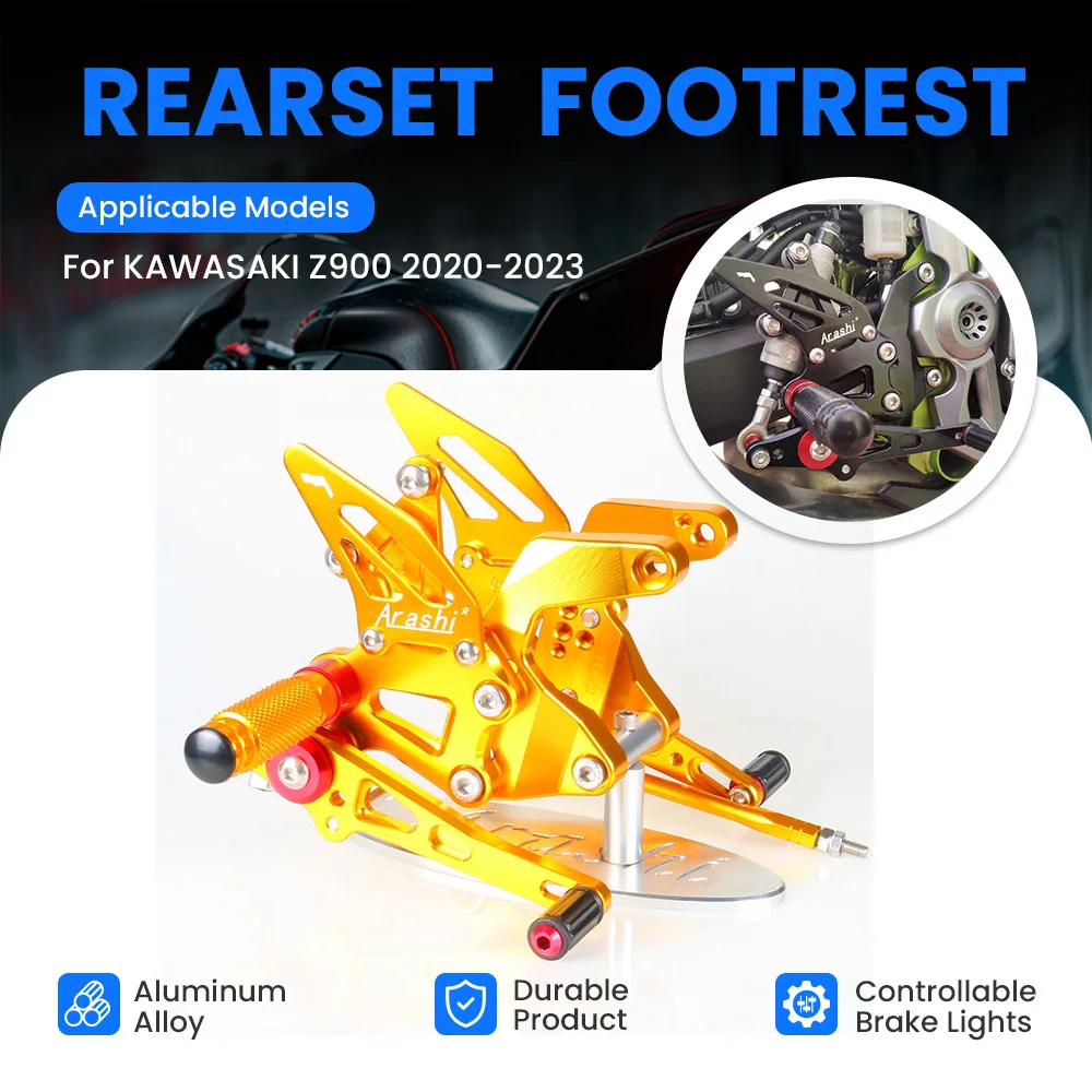 

ARASHI Motorcycle CNC Adjustable Front Foot Pedal Foot Rset Foot Pegs Rear Set Rearset For Z900 2020 2021 2022 2023 2024