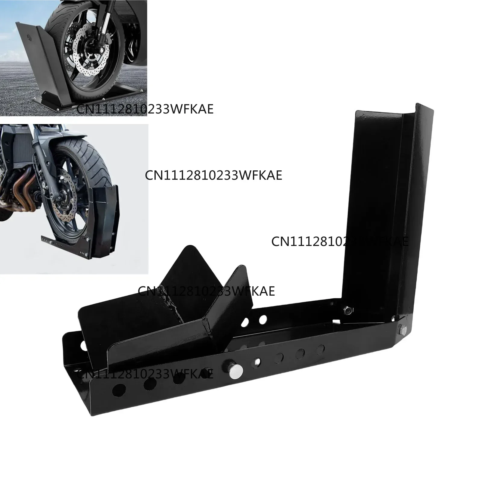Motorcycle Wheel Chock Stand Antislip 3000lbs Load Capacity Black Heavy Duty Trailer Front Tire Stand for 8-24 Inch Wheels