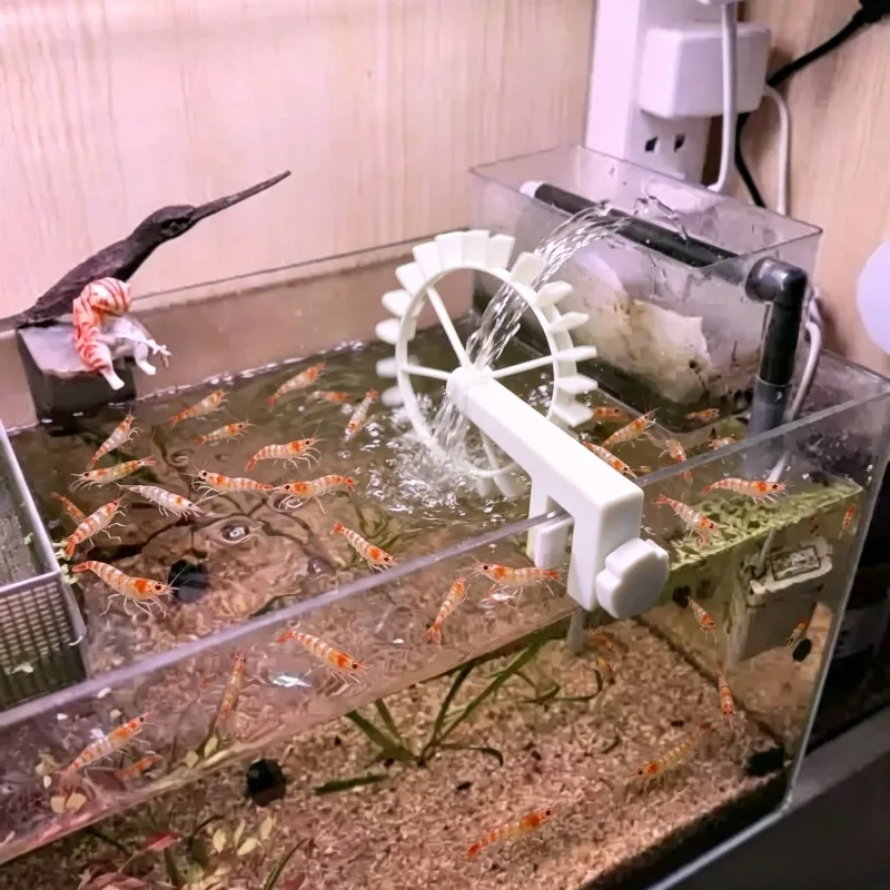 1set Aquarium Water Wheel Ornament, Fish Tank Outlet Flow Windmill Water Circulation Decor for Shrimp Fish Tank Remove Oil Film