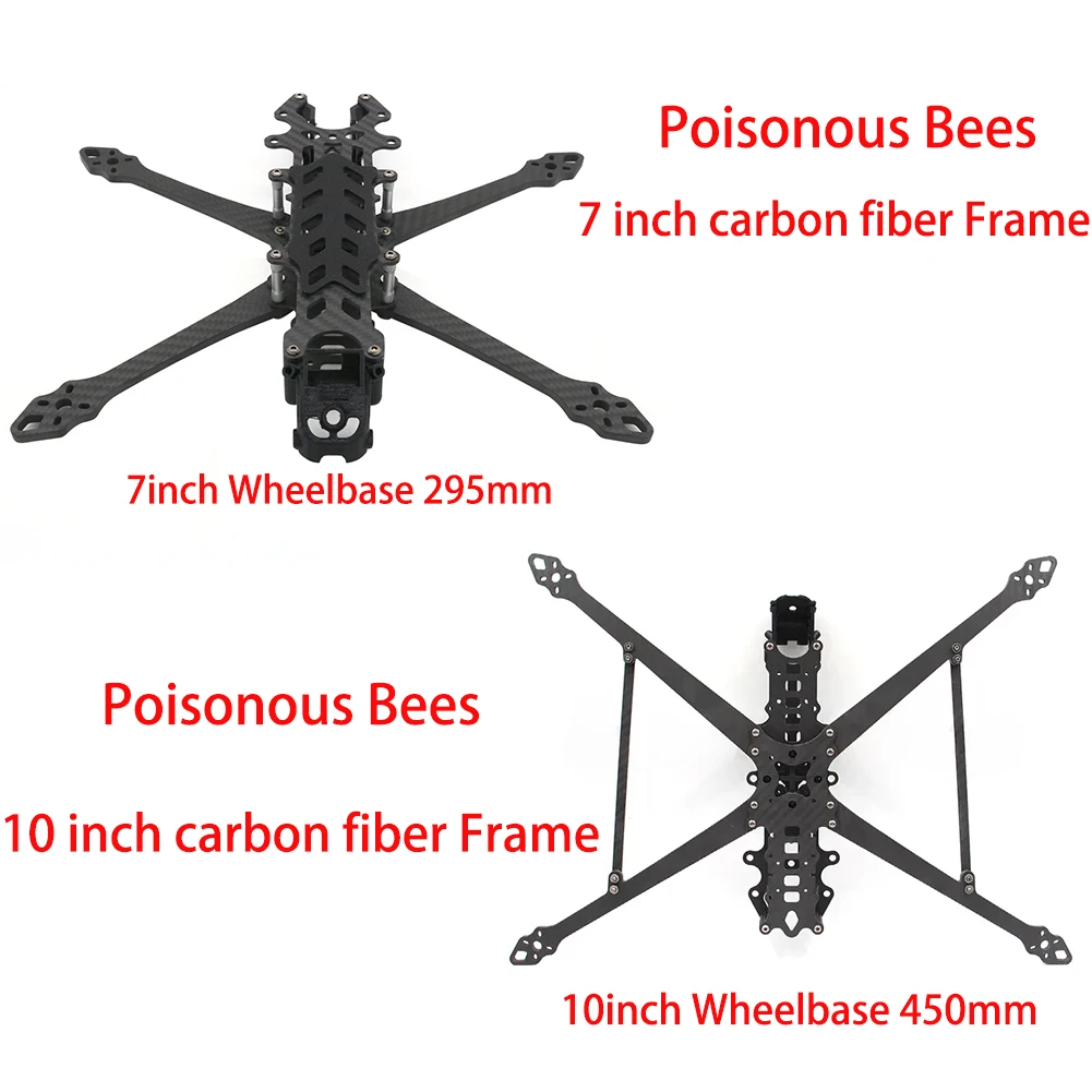 Poisonous Bees 7inch 295mm /10inch 450mm FPV Frame Carbon Fiber Freestyle Frame for Long Range Drone