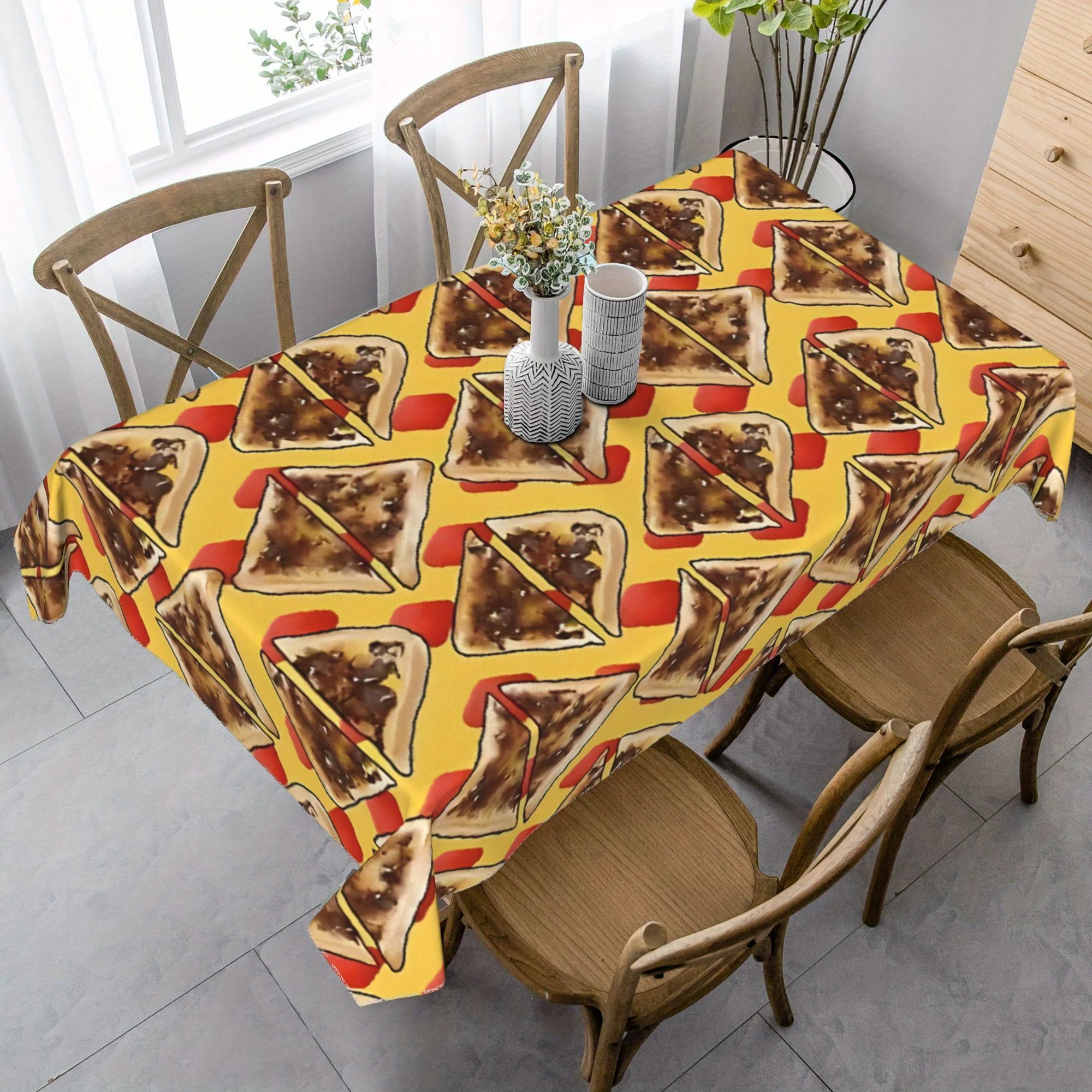 Toast Dream Tablecloth - Retro Australian-style red and gold washable tablecloth
