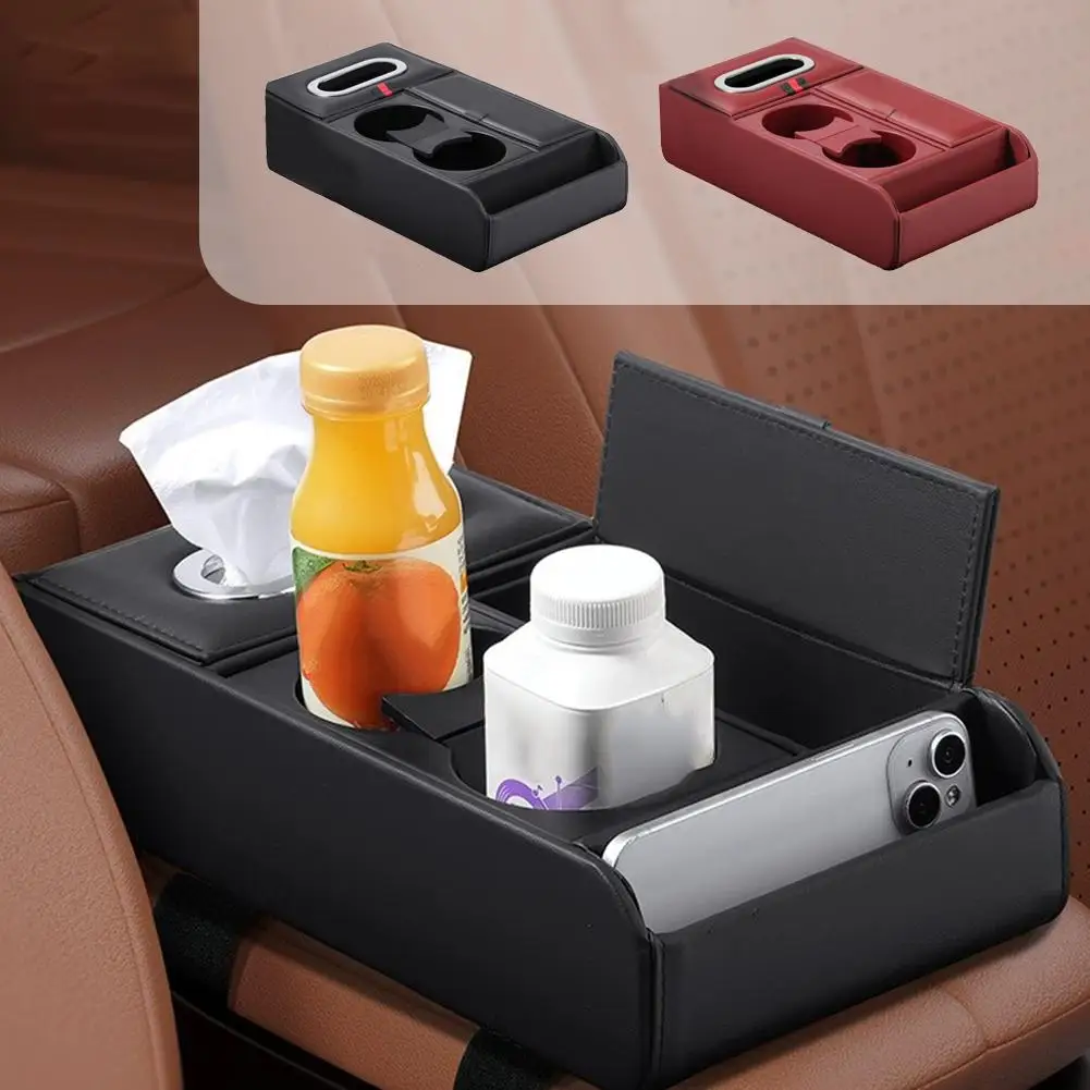 

Автомобильный подлокотник, ящик для хранения, увеличивающий коврик, коробка для салфеток, держатель для стакана с водой, многофункциональный ящик для хранения автомобиля, роскошный консольный подлокотник