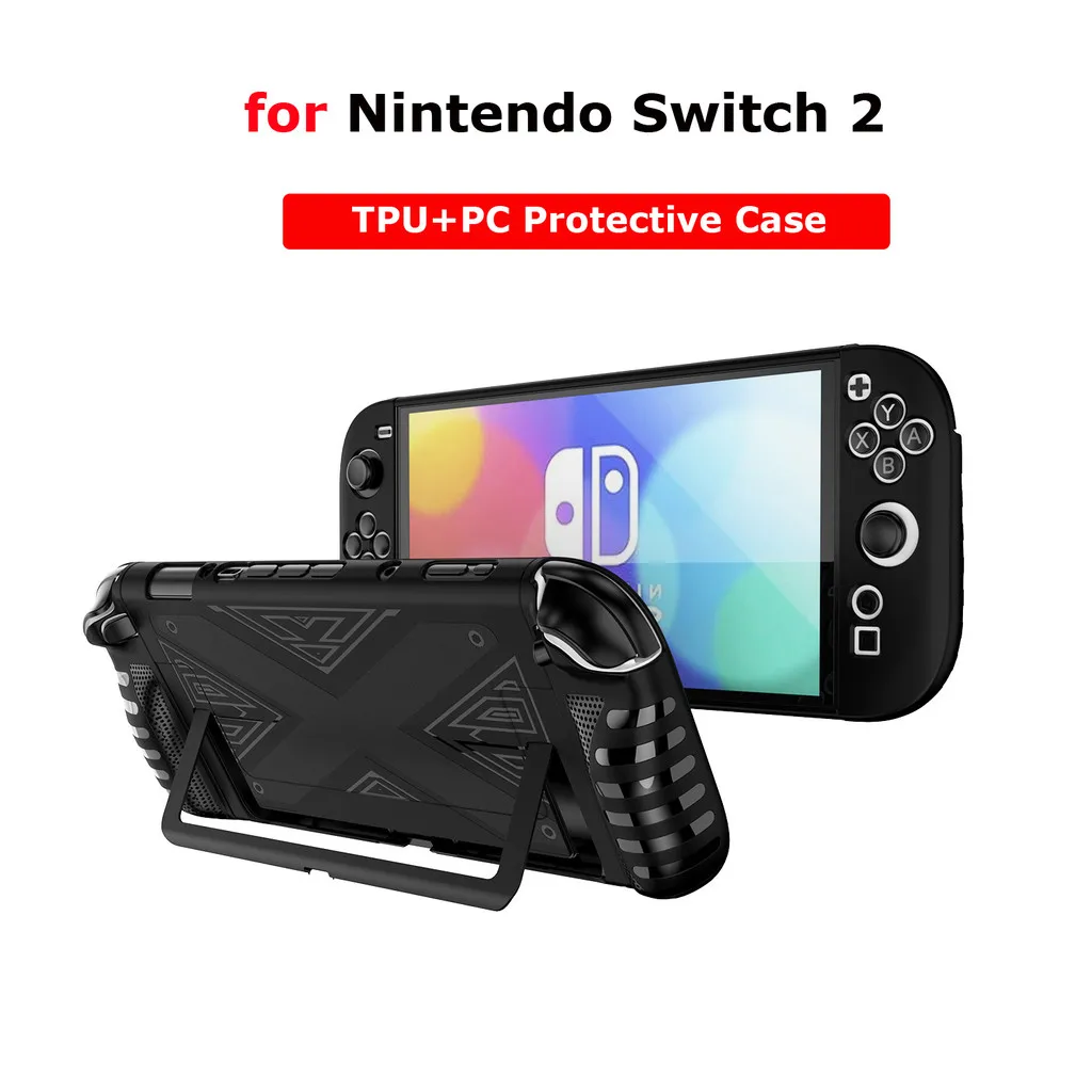 Hard Shell Protective Case Set for Nintendo Switch 2 TPU+PC Ergonomic Handle Grip Cover for Switch 2 NS2 Game Accessories