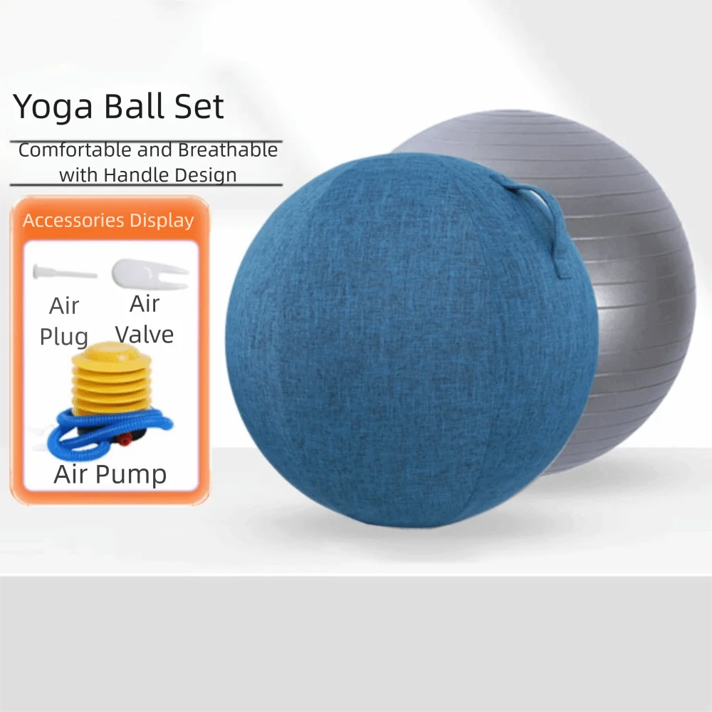 Tragbares faltbares Yoga-Ball-Set, staubdicht, verdickt, Yoga-Ball-Schutzhülle-Set, 65 cm, Yoga-Zubehör, Fitnessstudio