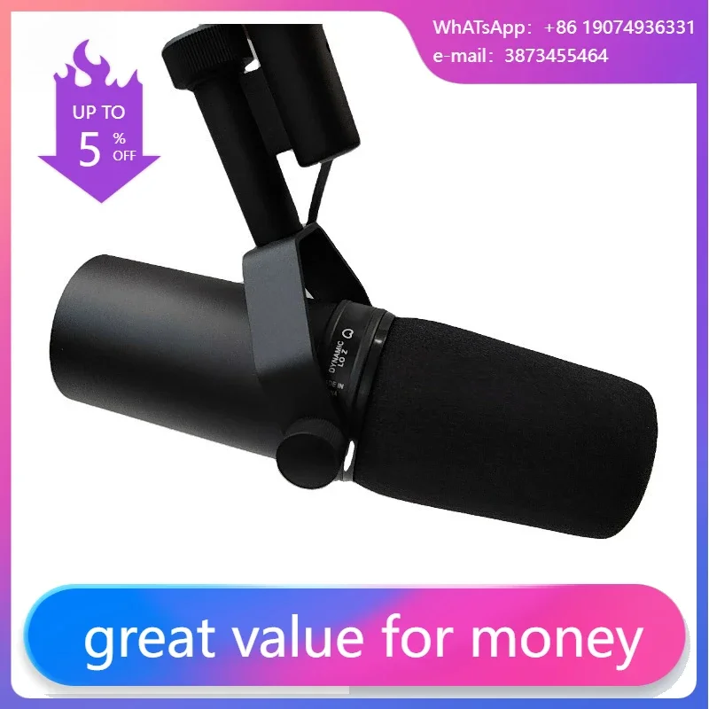 

SM7B 1:1 Professional Dynamic Radio Recording Microphone Broadcasting Studio Vocal Microphone Metal Noise Cancelling Gua Wired