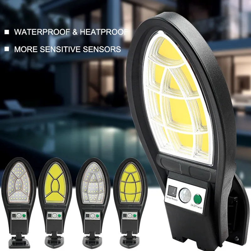 

Настенный светильник на солнечной батарее с дистанционным управлением, датчик движения, уличные светодиодные фонари COB, IP65, водонепроницаемый, супер яркий точечный светильник