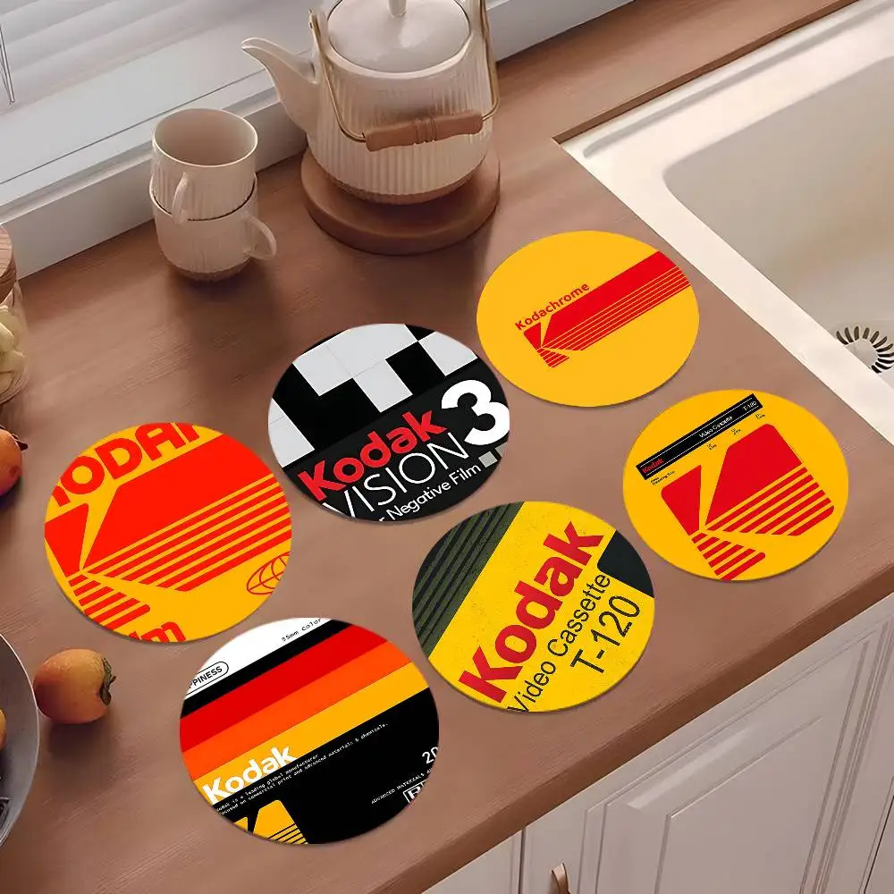 K-Kodak Camera Brand Coasters 10cm Round Wooden Suitable For Drinks Tea Coffee Home Gift Choice Holidays