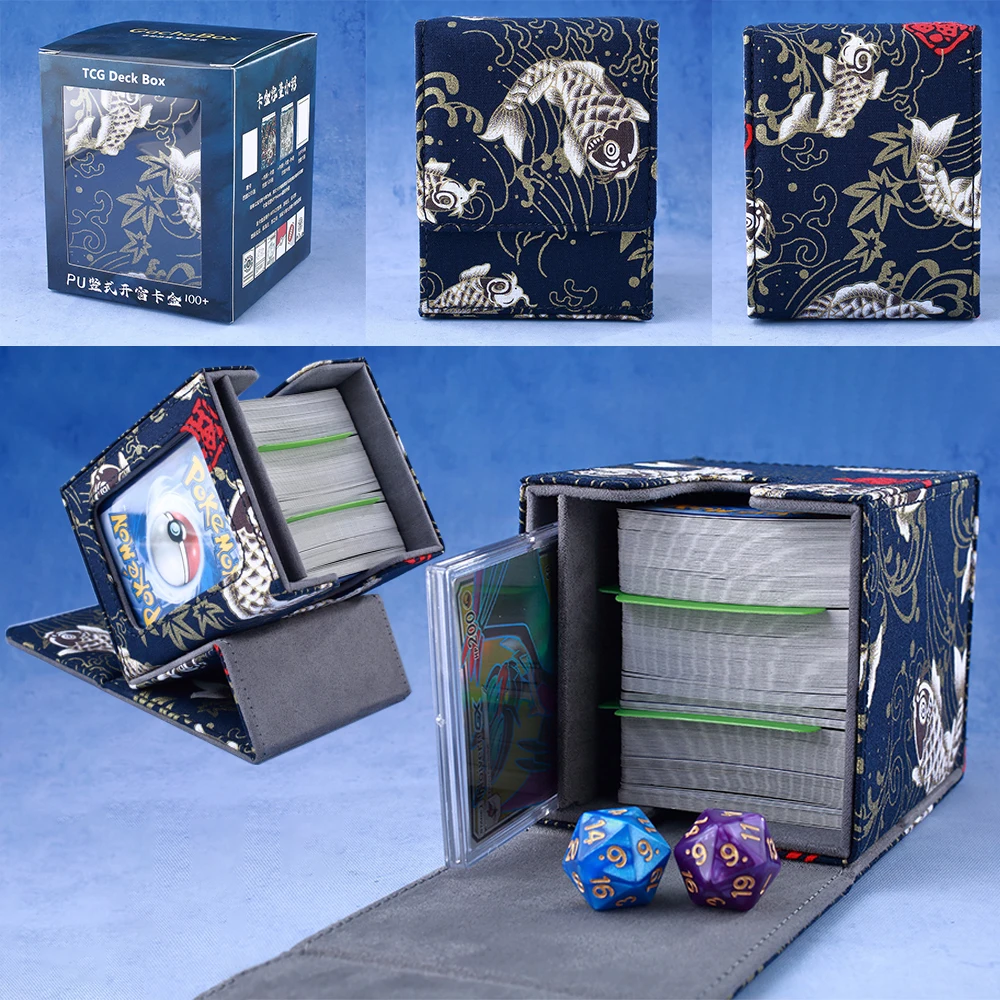 

Gacha Japanese-style Fabric Series Collectible Card Storage Box Leather Magnetic Closure Toys Game Card Holder For PTCG YGO OCG