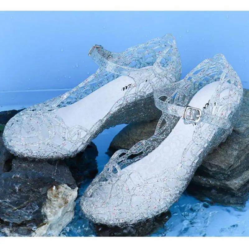 36-41 Womens Sandals Summer Wedges Shoes Female Thick-soled Crystal Zapatos Hollow Out Transparent Beach Platform Jelly Footwear view 6