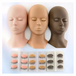 Training False Eyelash Practice Silicone Mannequin Model Head for Beginner Cosmetic Doll Face Practicing Eyelash Extension Tools