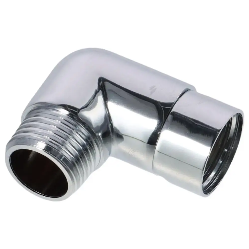Strong 90 Degree Shower Head Elbow Adapter Copper Sliver Connector Shower Arm Extension Bathroom