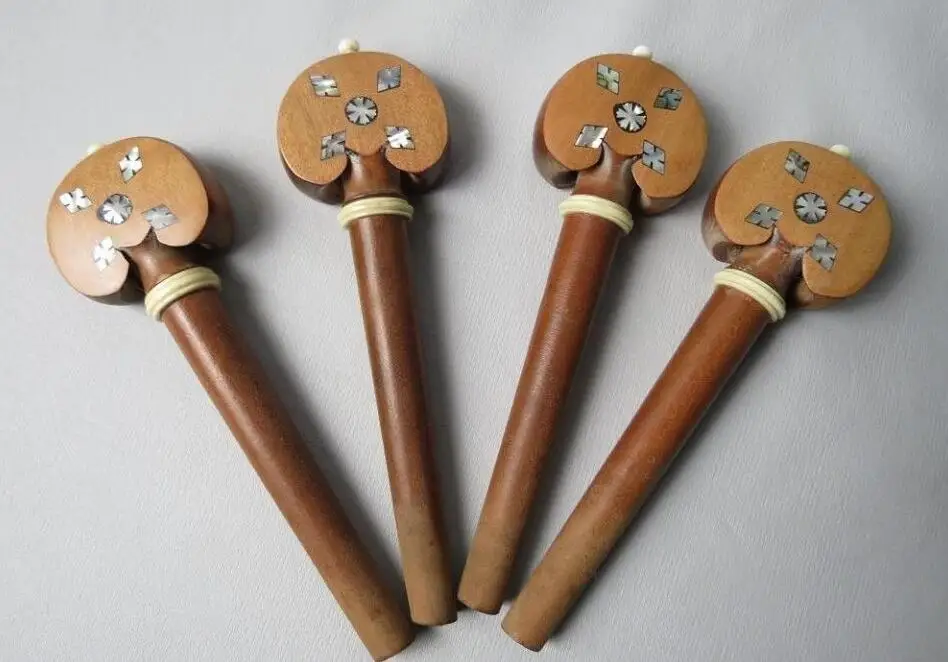 

4pcs of 4/4 cello Fittings,4pcs Jujube inlay cello pegs,cello part