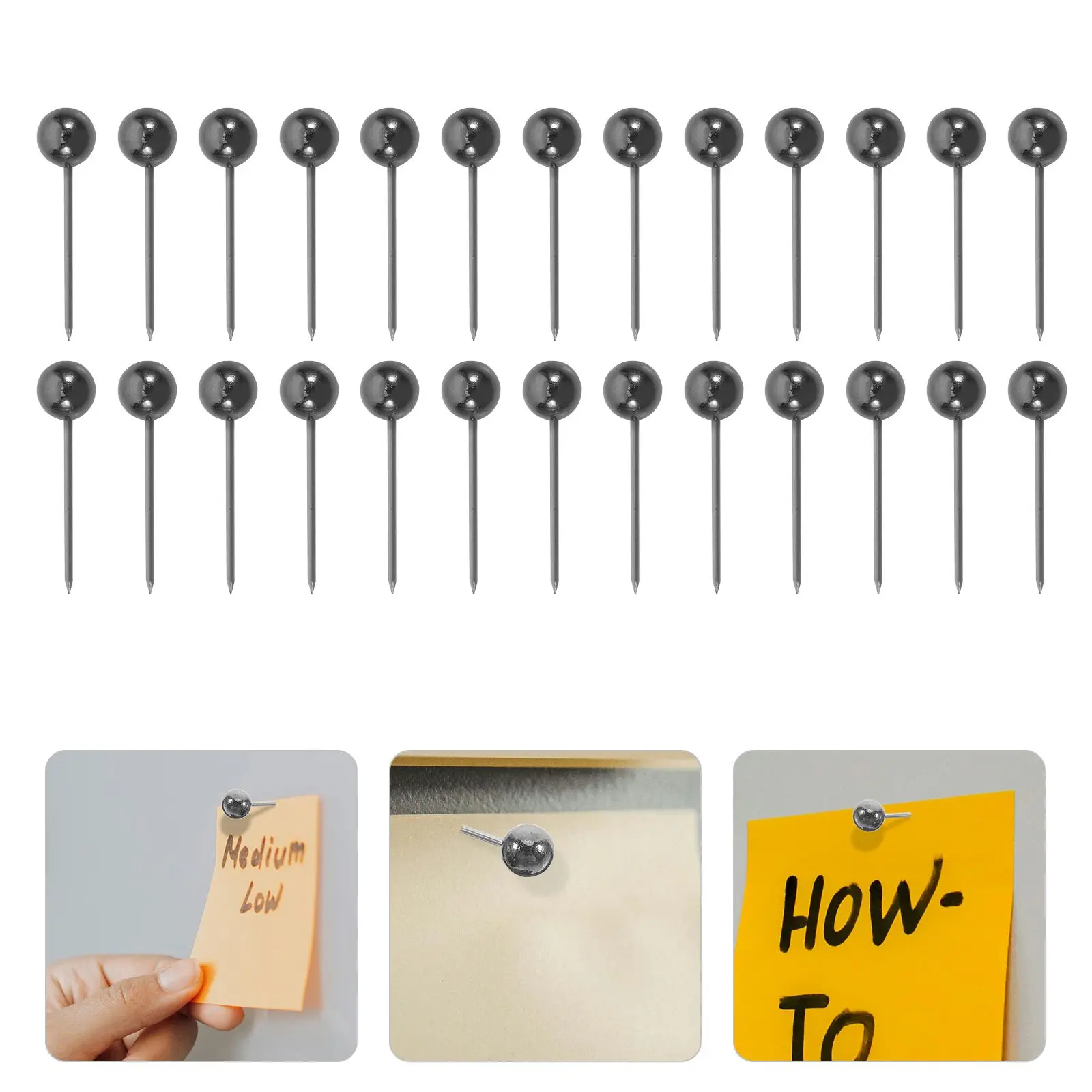 200pcs Push Plastic Metallic Decorative Tacks for Cork Board Walls Photos Calendars Map Flags Round Stainless Steel