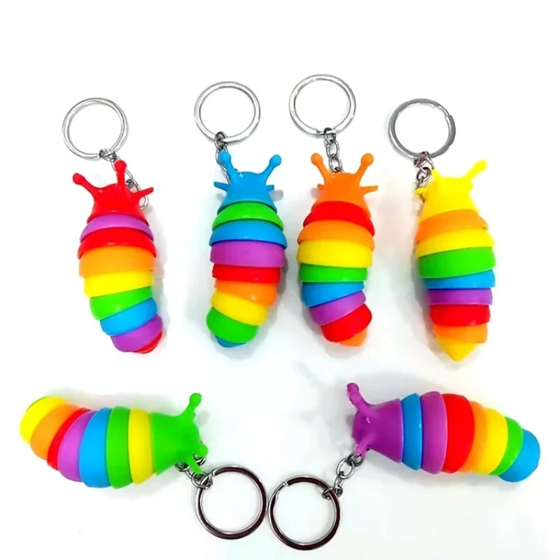 

Custom Cute Keychain,3D Stretch Caterpillar Sensory Stress Relief Flexible Hand Toy,Ideal Party Favor Colorful Office Desk Pet T