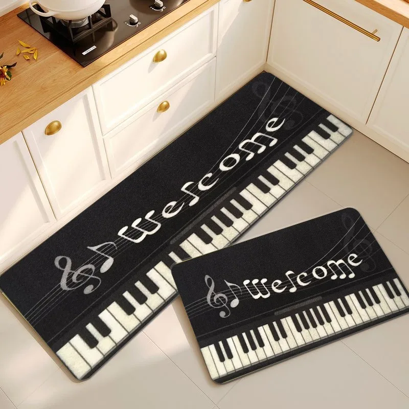 

1PC Piano Key pattern Kitchen Rugs Non-Slip Door Mats Pop design Living room Rugs Bath Mat Carpet for Home Sink Laundry Decor