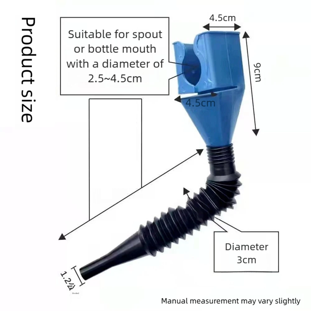 Portable inspection funnel, square shaped, small, non adjustable anti oil mount, refueling tool for easy refueling