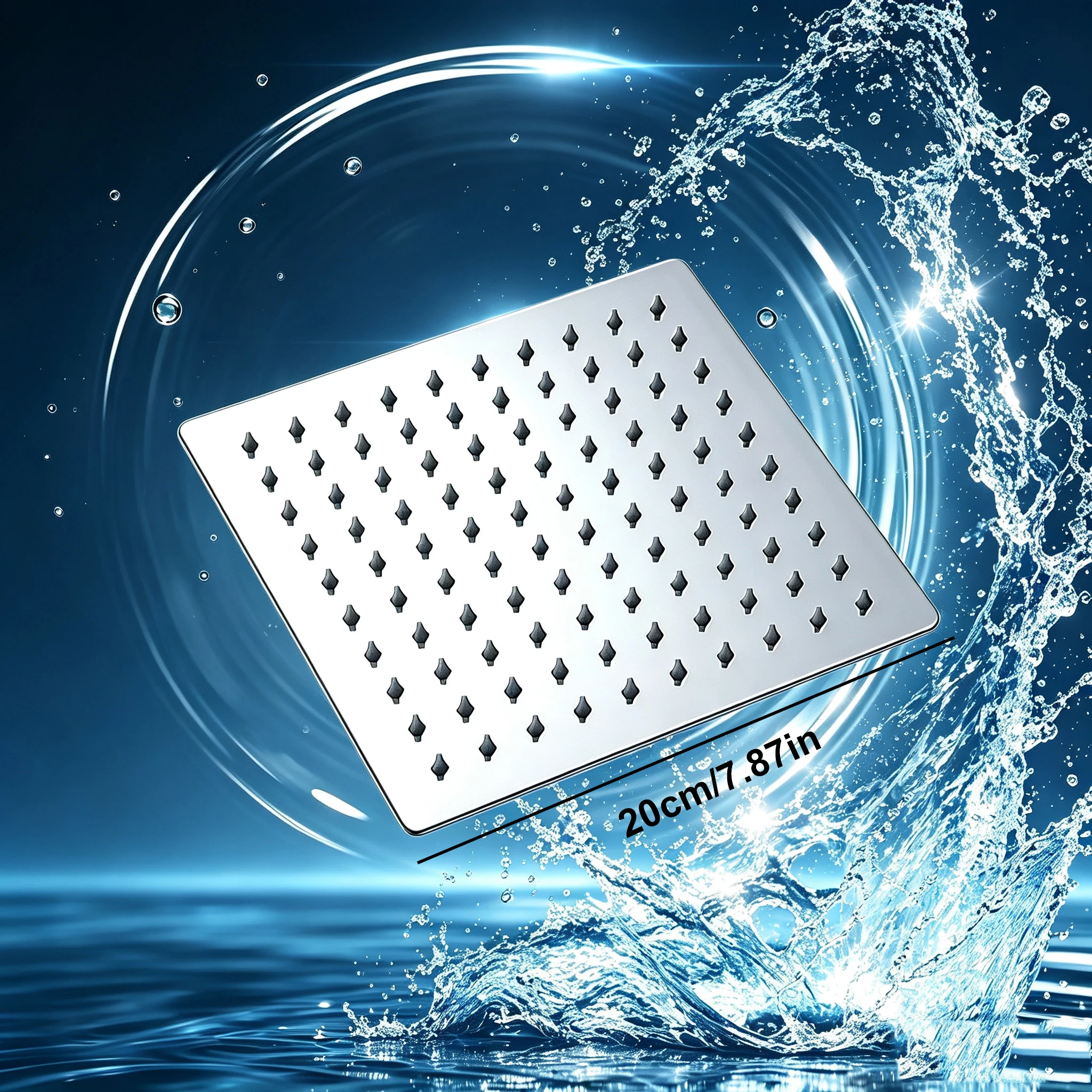 Square Bathroom Top Showerhead, Full Height Flow Coverage, Rotatable Angle Showerhead, Bringing You a Bathing Experience