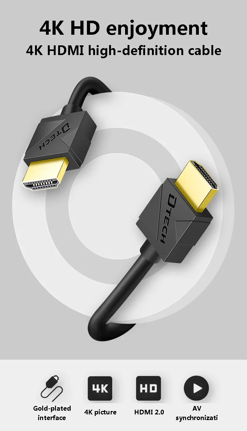 2PCS Heißer Verkauf Premium Stecker Auf Stecker Flache Vergoldete HDMI Kabel V2.0 3m Unterstützung 4K * 2K Für Heimkino