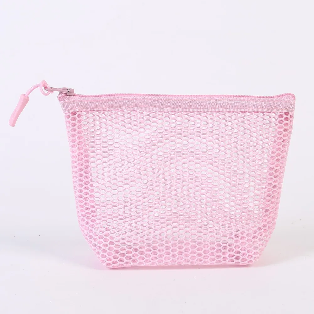 

Portable Mesh Cosmetic Bag Dopamine Large Capacity Lipstick Makeup Bag Transparent Sundries Storage Pouch for Women Girls