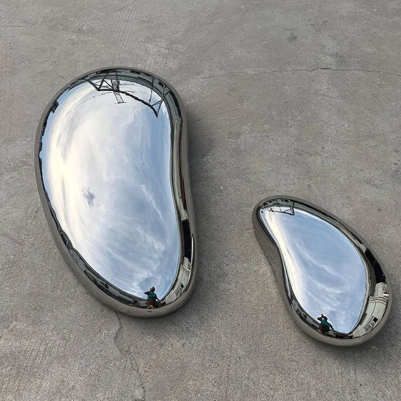 Stainless steel pebble sculpture indoor and outdoor modern hotel villa courtyard decoration ornaments