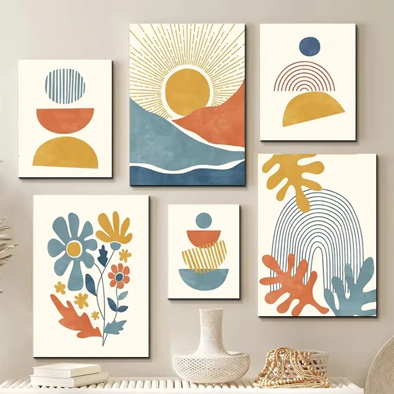 

Nordic Abstract Lines Living Room Decoration Painting Dining Room Flower Canvas Painting Bedroom Poster Hanging Painting