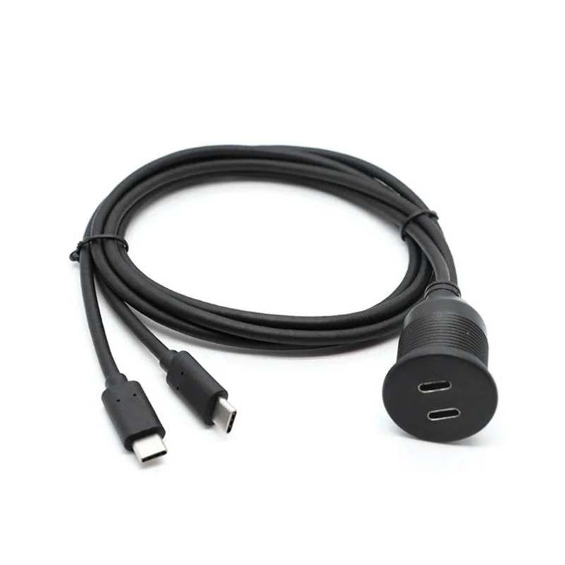

USB Type C Extension Cable 1M Male To Female Dual Port Waterproof Car Mount Flush Cable For Car Truck Boat USB2.0