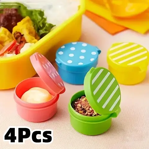 4Pcs Portable Mini Soy Sauce Bottles Lunch Box AccessoriesTravel-Sized Seasoning Containers for Picnic, Office, and Outdoor Use