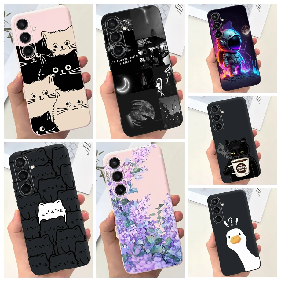 For Samsung Galaxy S24 Plus S24 Ultra Case Soft TPU Liquid Silicone Phone Mask Cute Cat Fashion Protection Cover On Samsung S24