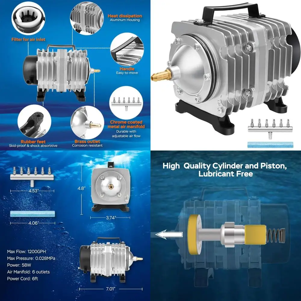 

Commercial Air Pump for Aquariums and Ponds, Bubbler with Housing, 600-1750 GPH Flow Rates