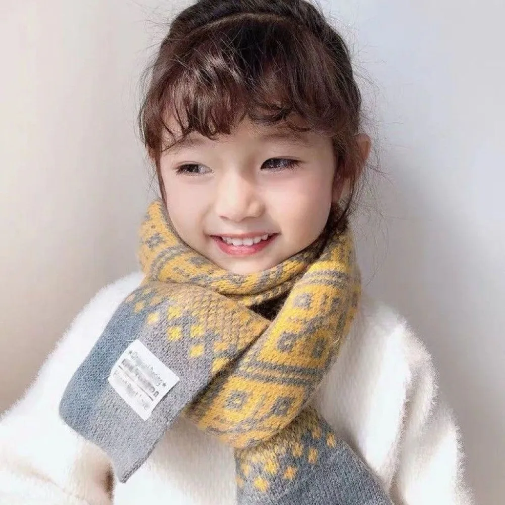 Crianças inverno quente cachecol de malha bebê pescoço mais quente crochê colar falso xale lenço à prova de frio cachecóis para ao ar livre