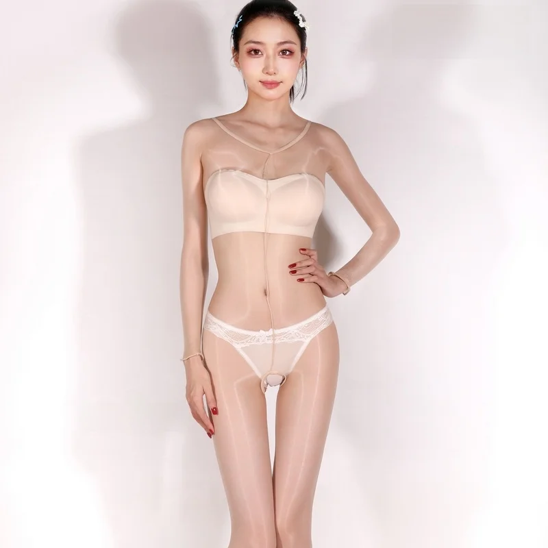 Seamless Full-Body One-Piece Pantyhose Sexy Open-Crotch Long Stockings Ultra-Thin Shiny Wrap Muscle Women's Sexy Stockings
