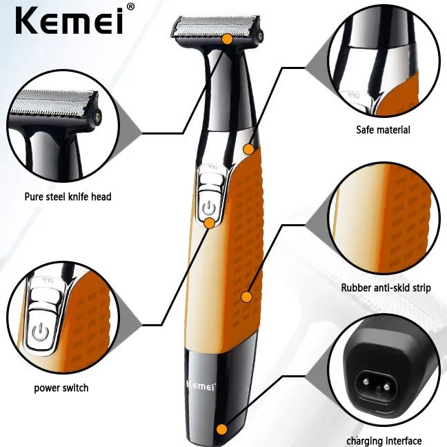 Kemei KM-1910 Rechargeable Electric Shaver Beard Styling Trimmer Fashion Razor Men Body Shaving Machine Waterproof Face Care