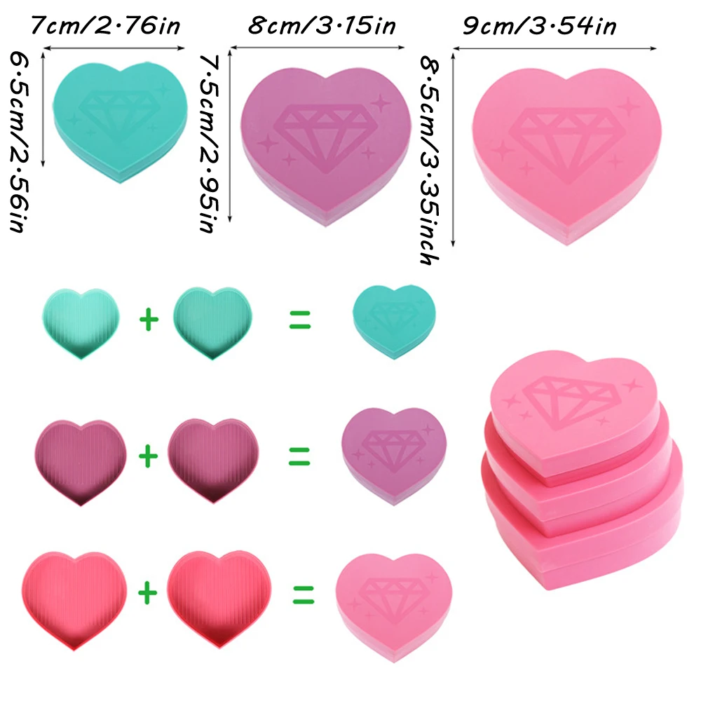 Heart-Shaped Diamond Painting Tray Storage Box Plastic Drill Plate Cross Stitch Embroidery Diamond